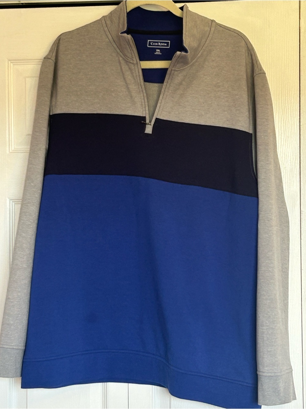 Club Room Men’s Colorblock Zip Pullover - Gray, Navy & Blue